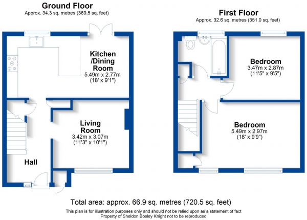 Floor Plan Image for 2 Bedroom Terraced House for Sale in Overberry Orchard, Bishops Tachbrook