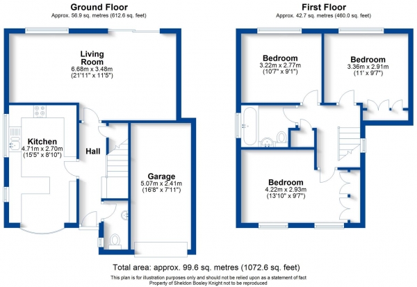 Floor Plan Image for 3 Bedroom Detached House for Sale in Hathaway Drive, Warwick