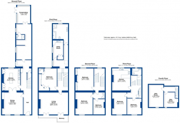 Floor Plan Image for 6 Bedroom Town House for Sale in Clarendon Square, Leamington Spa