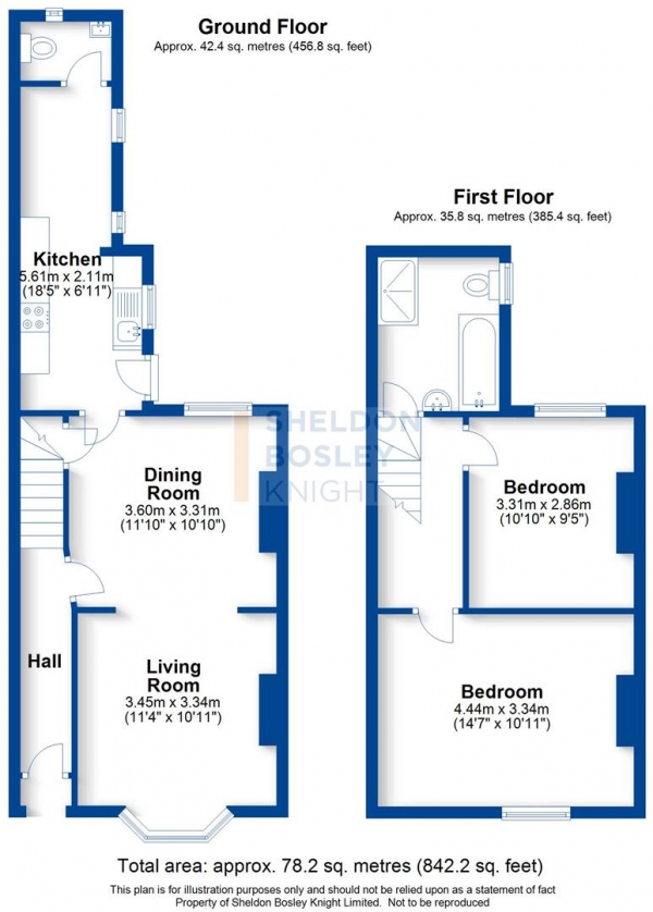 Floor Plan Image for 2 Bedroom Terraced House to Rent in Farm Road, Leamington Spa