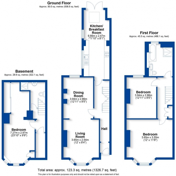 Floor Plan Image for 3 Bedroom End of Terrace House for Sale in Waller Street, Leamington Spa