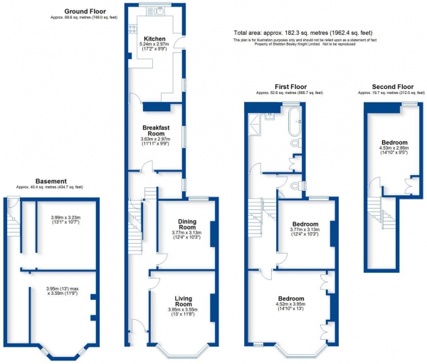 Floor Plan Image for 3 Bedroom Terraced House for Sale in Leam Terrace, Leamington Spa