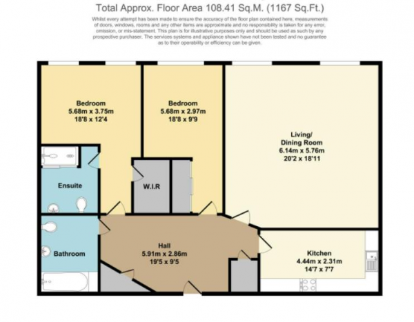 Floor Plan for 2 Bedroom Apartment to Rent in Windsor Street, Leamington Spa, CV32, 5EA - £391 pw | £1695 pcm