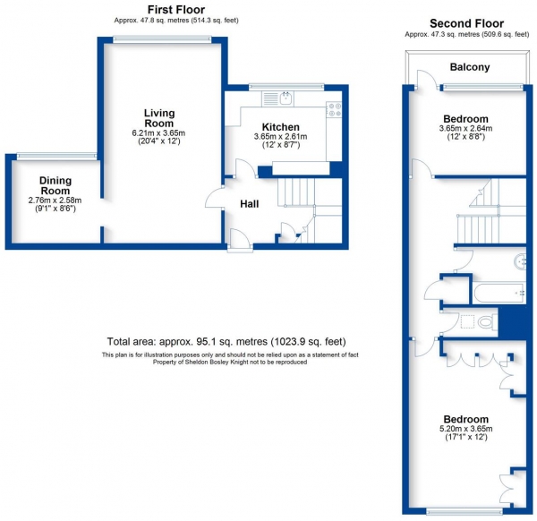 Floor Plan Image for 2 Bedroom Apartment for Sale in Arlington Avenue, Leamington Spa