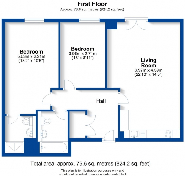 Floor Plan Image for 2 Bedroom Apartment to Rent in Livery Street, Leamington Spa