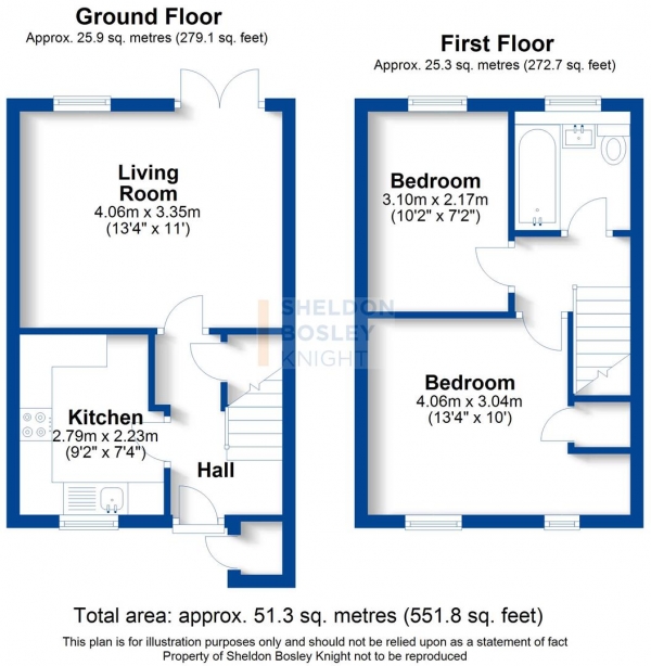 Floor Plan Image for 2 Bedroom Semi-Detached House to Rent in Brakesmead, Leamington Spa