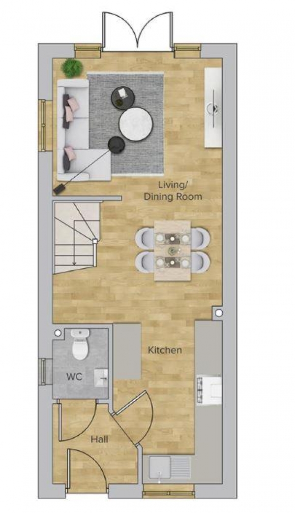 Floor Plan Image for 2 Bedroom Semi-Detached House to Rent in Anchitel Green, Leamington Spa