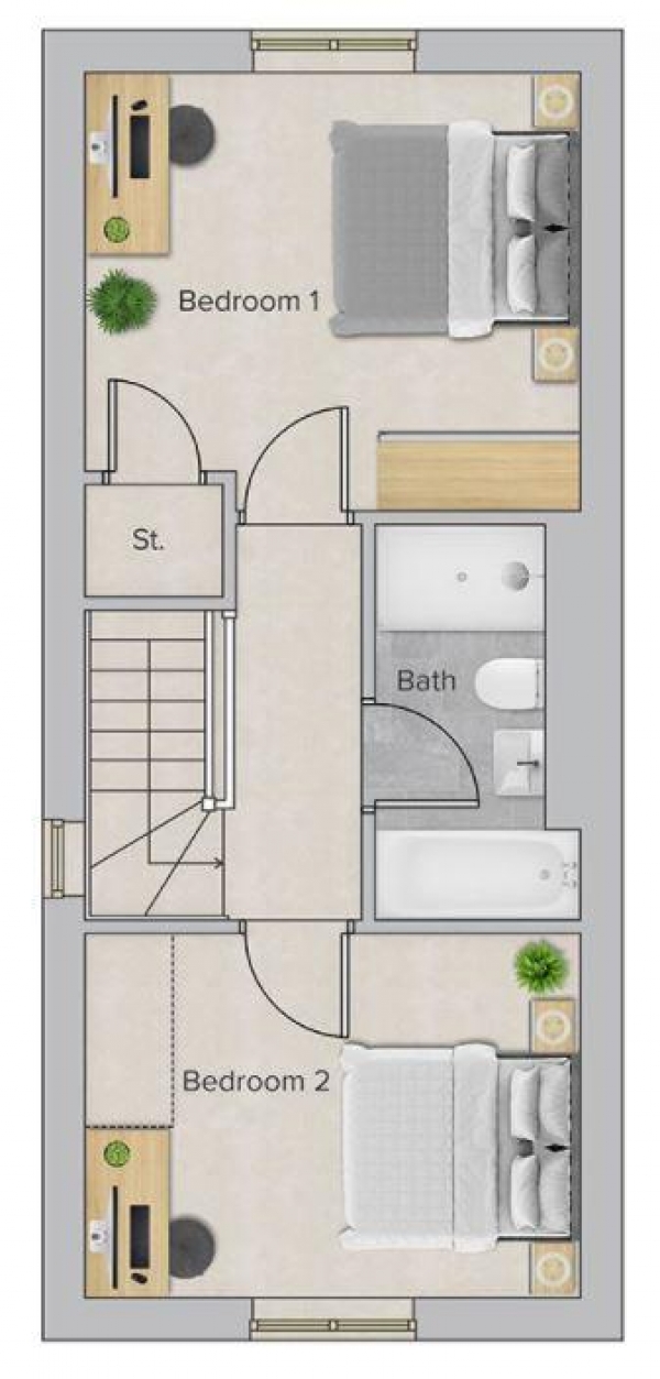 Floor Plan Image for 2 Bedroom Semi-Detached House to Rent in Anchitel Green, Leamington Spa