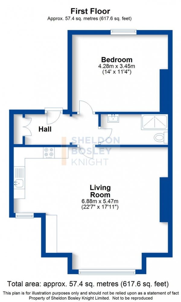 Floor Plan Image for 1 Bedroom Apartment for Sale in Holly Walk, Leamington Spa