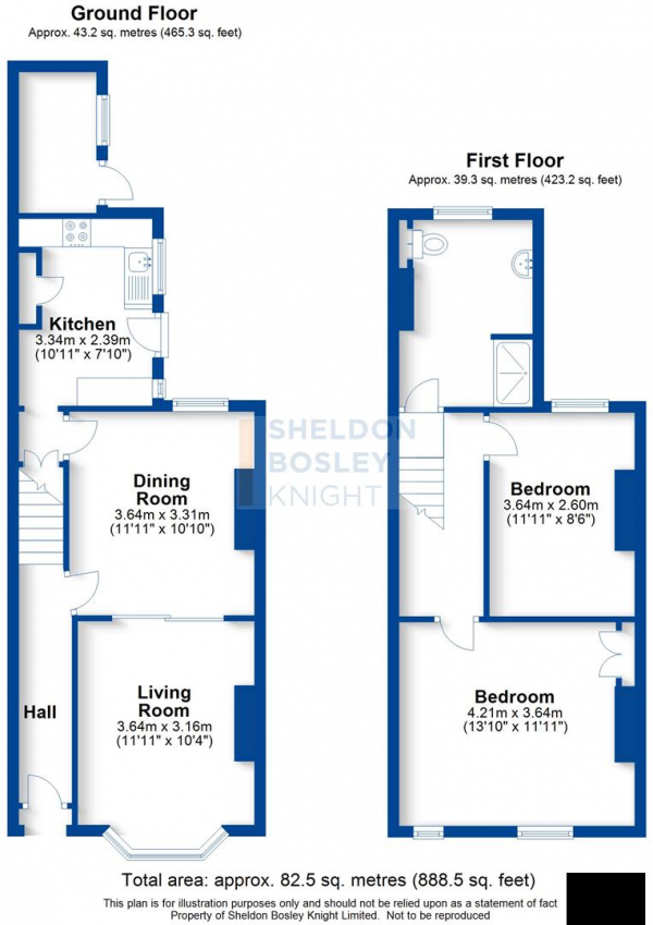 Floor Plan Image for 2 Bedroom Terraced House to Rent in Strathearn Road, Leamington Spa