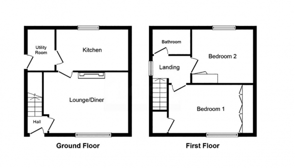 Floor Plan Image for 2 Bedroom Semi-Detached House to Rent in Bourton Drive, Leamington Spa