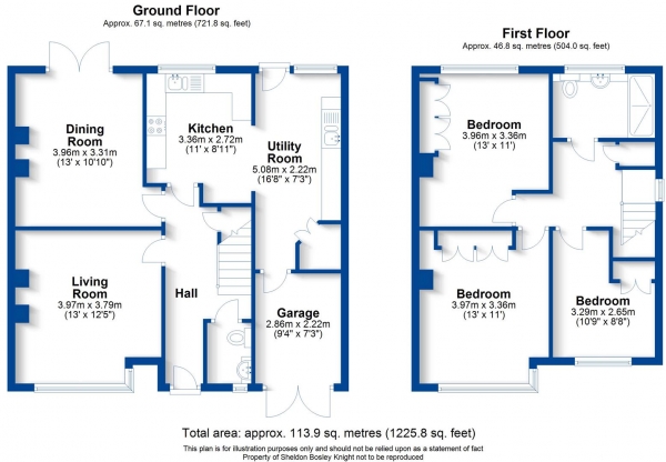 Floor Plan Image for 3 Bedroom Semi-Detached House for Sale in Stirling Avenue, Leamington Spa