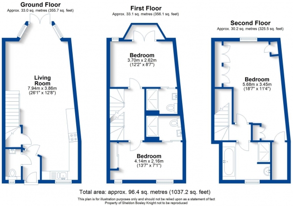 Floor Plan Image for 3 Bedroom Town House for Sale in Milverton Crescent West, Leamington Spa