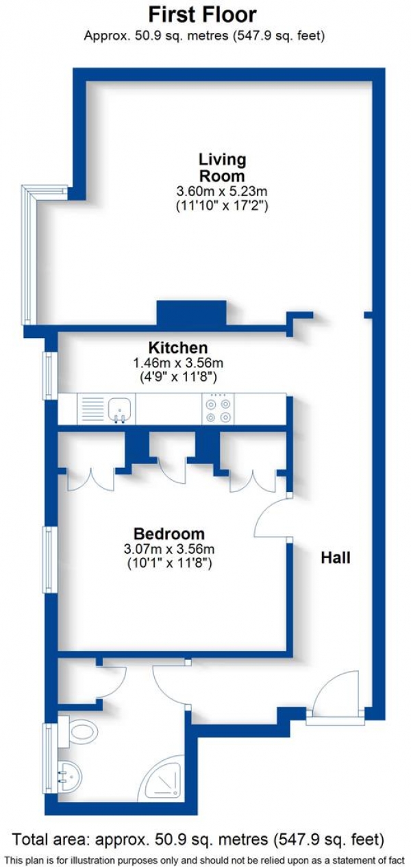 Floor Plan Image for 1 Bedroom Apartment for Sale in Warwick Place, Leamington Spa