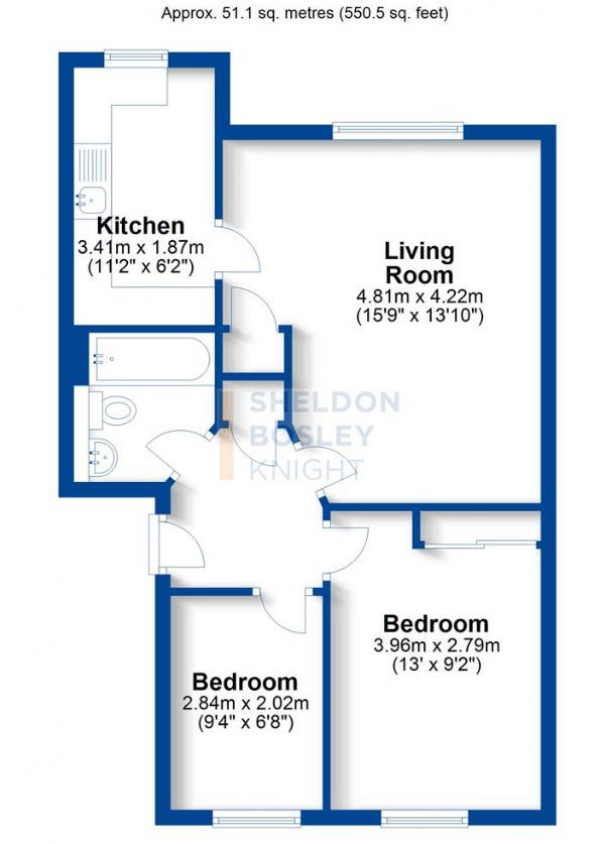 Floor Plan Image for 2 Bedroom Apartment to Rent in Gas Street, Leamington Spa