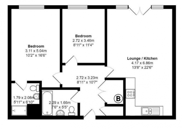 Floor Plan Image for 2 Bedroom Apartment to Rent in Livery Street, Leamington Spa