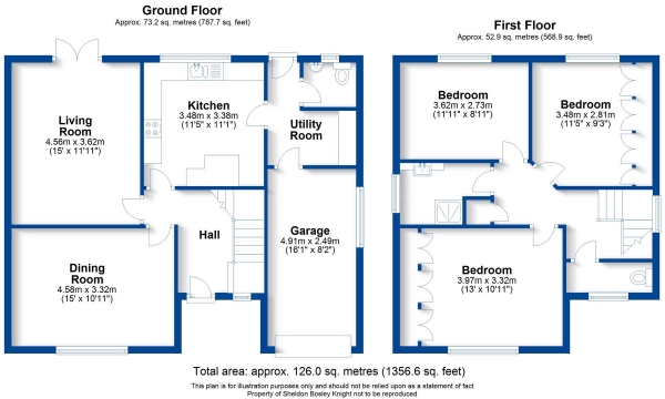 Floor Plan Image for 3 Bedroom Detached House for Sale in Elm Bank Close, Leamington Spa