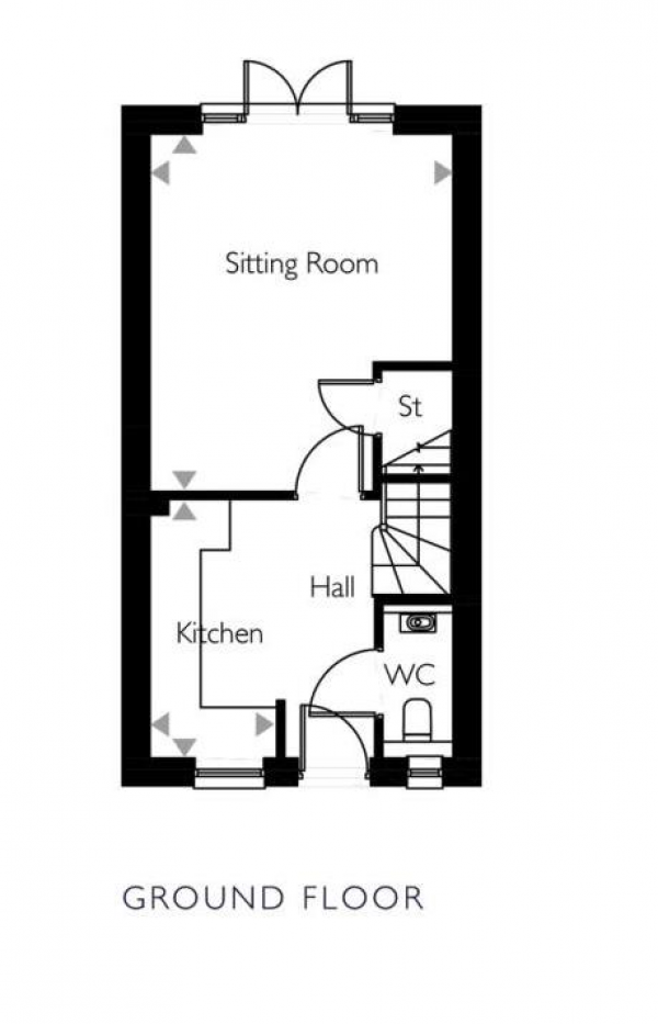 Floor Plan Image for 2 Bedroom Semi-Detached House to Rent in Manders Croft, Southam