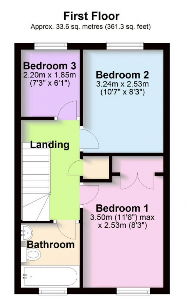 Floor Plan Image for 3 Bedroom Terraced House to Rent in Martley Close, Coventry