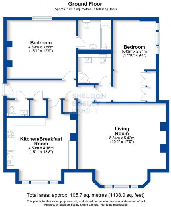 Floor Plan Image for 2 Bedroom Apartment to Rent in Warwick New Road, Leamington Spa