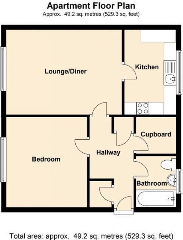 Floor Plan Image for 1 Bedroom Flat to Rent in Humphris Street, Warwick