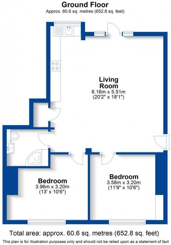 Floor Plan Image for 2 Bedroom Apartment for Sale in Warwick Place, Leamington Spa