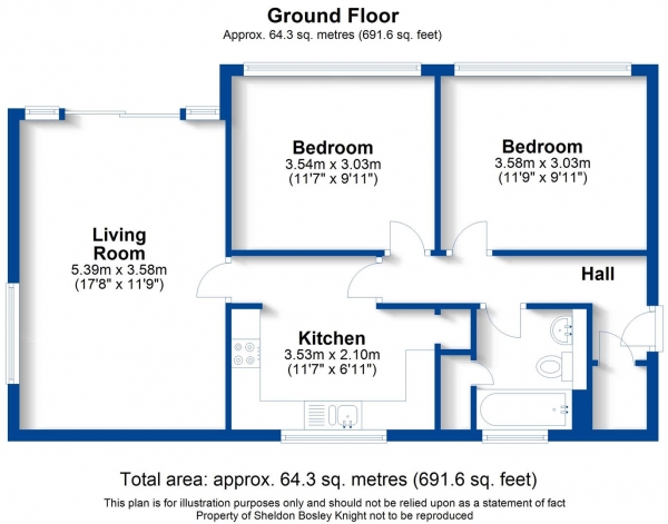 Floor Plan Image for 2 Bedroom Apartment for Sale in Arlington Avenue, Leamington Spa