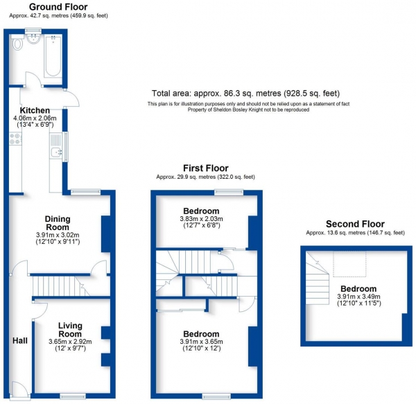 Floor Plan Image for 3 Bedroom Terraced House for Sale in Princes Street, Leamington Spa