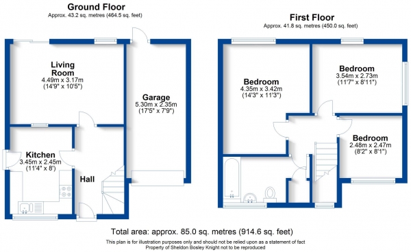 Floor Plan Image for 3 Bedroom Detached House for Sale in Blandford Way, Hampton Magna, Warwick