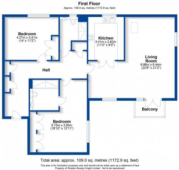 Floor Plan Image for 2 Bedroom Apartment for Sale in Austin Heath, Merlin Way, Warwick