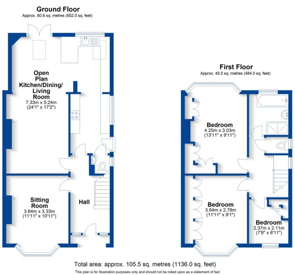 Floor Plan Image for 3 Bedroom Semi-Detached House for Sale in Acacia Road, Leamington Spa