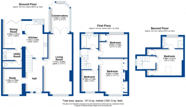 Floor Plan Image for 4 Bedroom Semi-Detached House for Sale in Beaufort Avenue, Leamington Spa