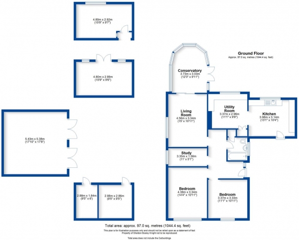 Floor Plan Image for 3 Bedroom Detached Bungalow for Sale in Draycote, Rugby