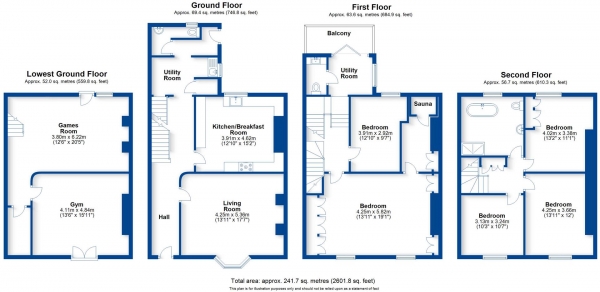 Floor Plan Image for 5 Bedroom Town House for Sale in Grove Street, Leamington Spa