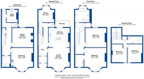 Floor Plan Image for 5 Bedroom Town House for Sale in Church Hill, Leamington Spa