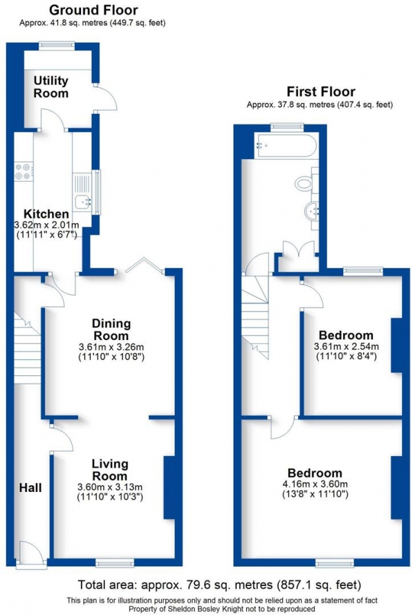 Floor Plan Image for 2 Bedroom Terraced House for Sale in Hill Street, Leamington Spa