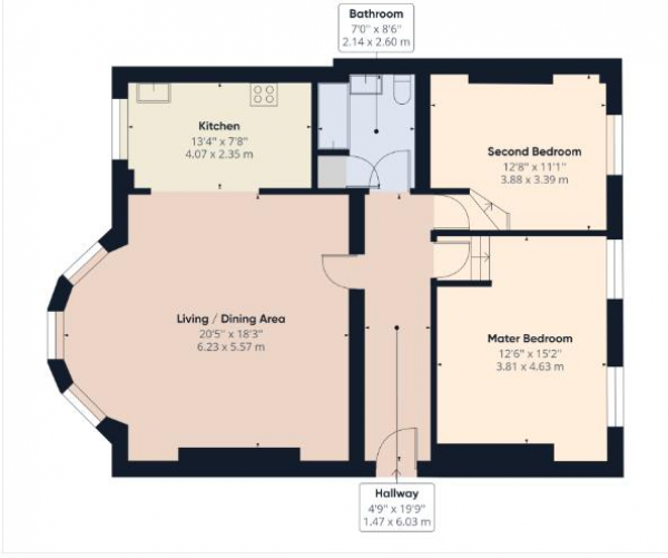 Floor Plan Image for 2 Bedroom Apartment to Rent in Clarence Terrace, Warwick Street, Leamington Spa