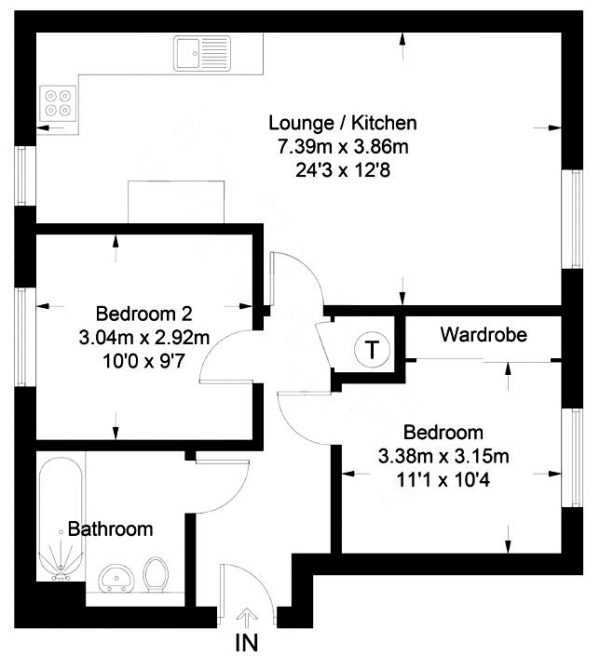 Floor Plan Image for 2 Bedroom Apartment to Rent in Manor House, Avenue Road, Leamington Spa