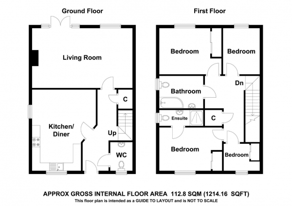 Floor Plan Image for 4 Bedroom End of Terrace House for Sale in Saffron Way, Little Canfield