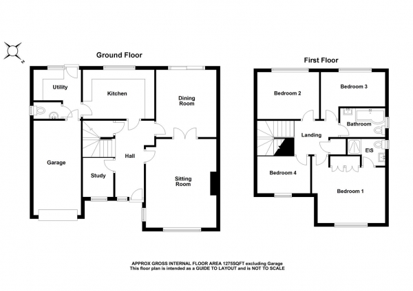 Floor Plan for 4 Bedroom Detached House for Sale in Knights Close, Bishop's Stortford, CM23, 4BZ - Guide Price &pound675,000