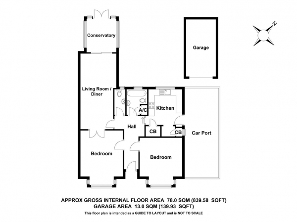 Floor Plan Image for 2 Bedroom Detached Bungalow for Sale in Wrenbrook Road, Bishop's Stortford