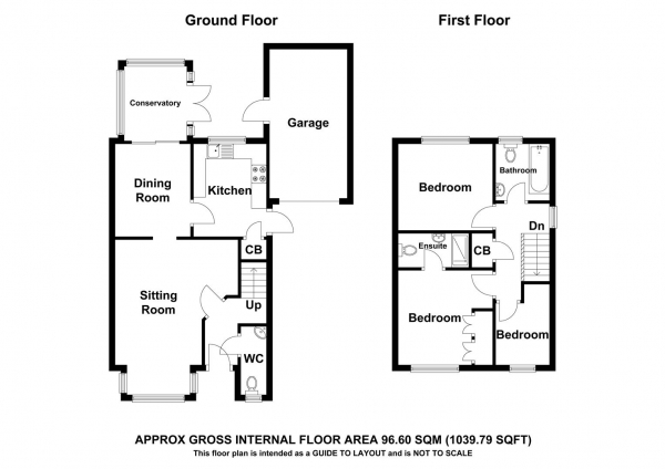 Floor Plan for 3 Bedroom Link Detached House for Sale in Squires Close, Bishop's Stortford, CM23, 4DB - Guide Price &pound469,995