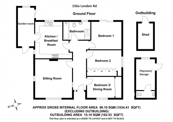 Floor Plan for 3 Bedroom Detached Bungalow for Sale in Bishop's Stortford, CM23, 3LQ - Guide Price &pound575,000