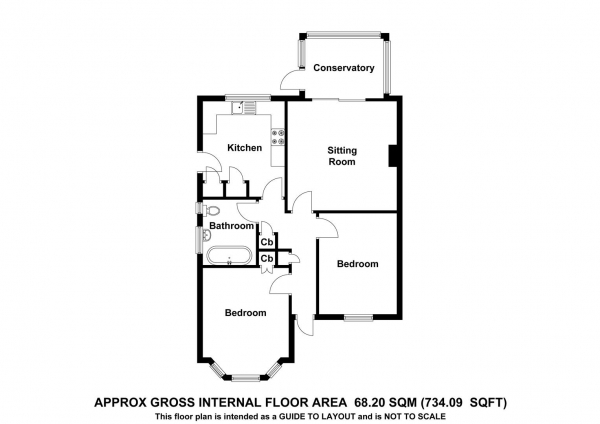 Floor Plan for 2 Bedroom Semi-Detached Bungalow for Sale in Cannons Close, Bishop's Stortford, CM23, 2BQ - Guide Price &pound439,500