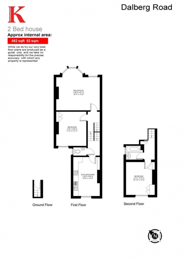 Floor Plan Image for 2 Bedroom Flat for Sale in Dalberg Road, SW2