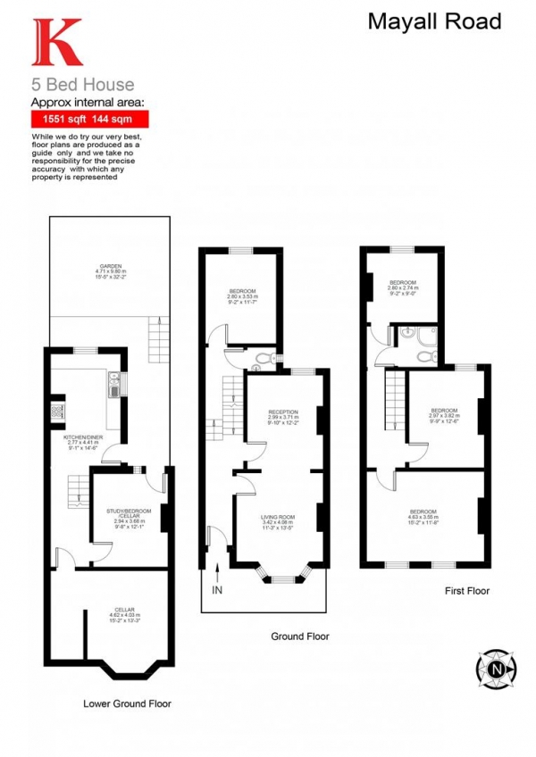 Floor Plan Image for 4 Bedroom Terraced House for Sale in Mayall Road, SE24