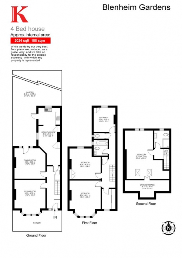 Floor Plan Image for 4 Bedroom Terraced House for Sale in Blenheim Gardens, SW2