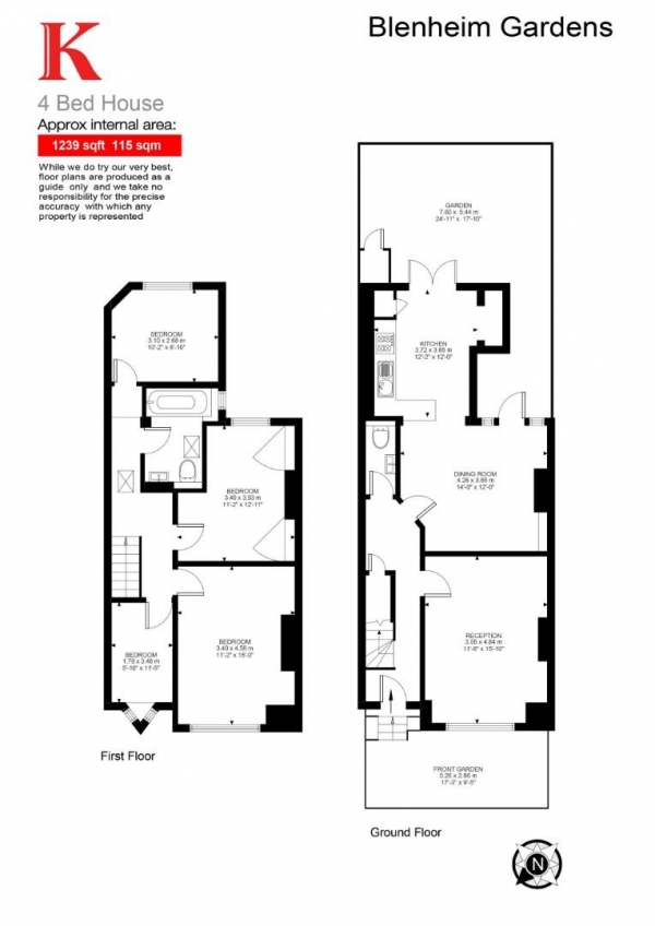 Floor Plan Image for 4 Bedroom Terraced House for Sale in Blenheim Gardens, SW2