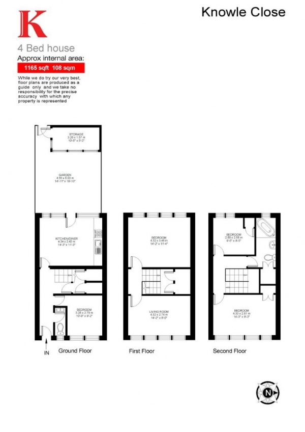 Floor Plan Image for 4 Bedroom Property for Sale in Knowle Close, SW9