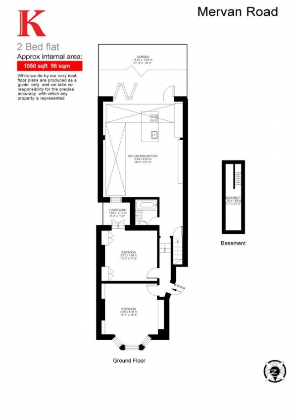 Floor Plan Image for 2 Bedroom Flat for Sale in Mervan Road, SW2